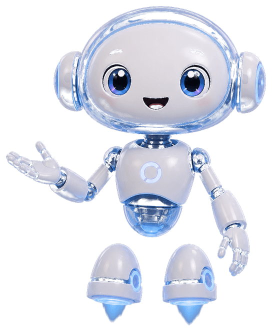 The Knoo mascot mid-sentence, one hand raised